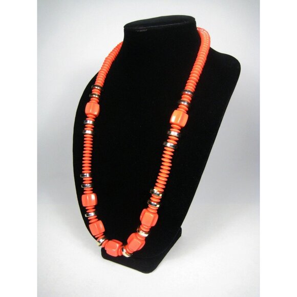 Necklace Jewelry Lucite Bead Chunky Vintage Strand Statement Estate 32 in - Picture 4 of 4